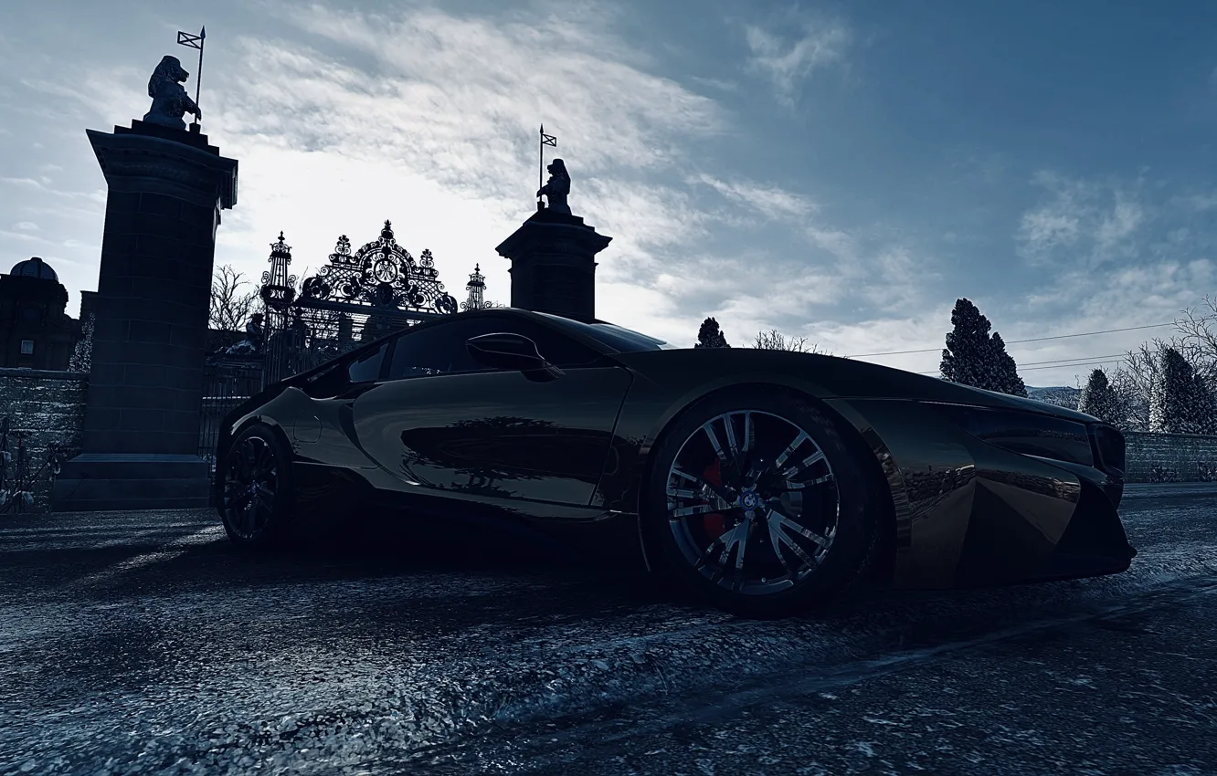 Фото обои HDR, BMW, Clouds, Sky, Winter, Tree, Castle, Game