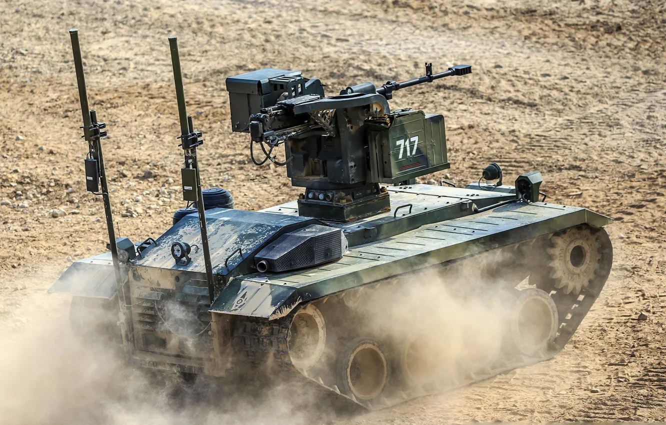 Фото обои военная техника, Нерехта, Многофункциональный робототехнический комплекс, Combat Robotic Complex, на гусеничном шасси высокой проходимости, универсальная …