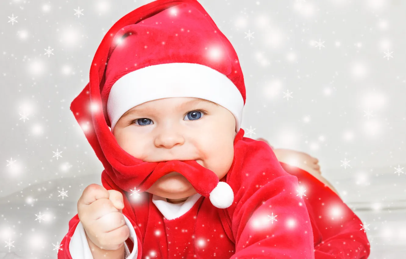 Фото обои праздник, Новый Год, Рождество, Christmas, New Year, child, baby, santa