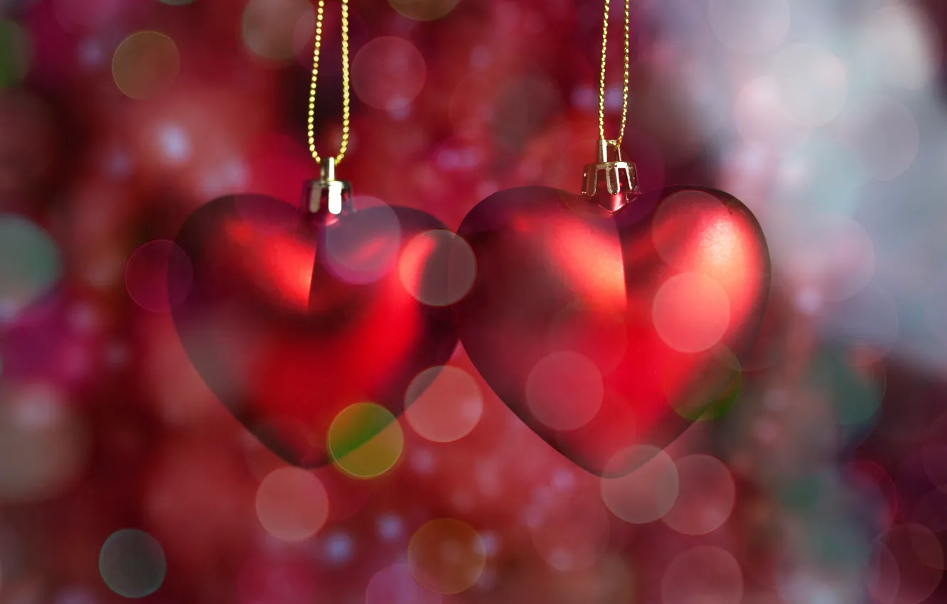 Фото обои сердечки, red, love, romantic, hearts, bokeh, Valentine's Day