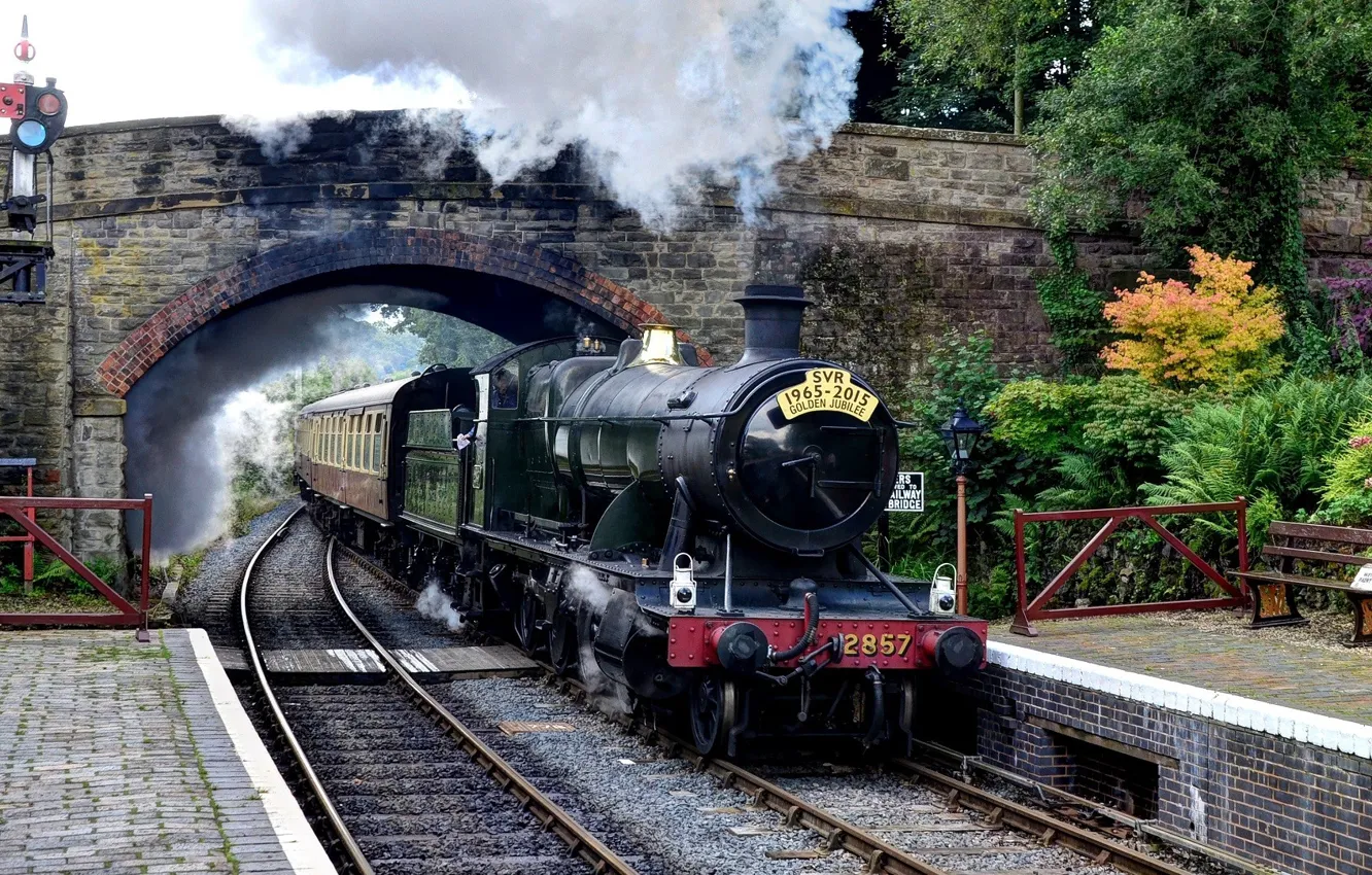Фото обои smoke, train, railway