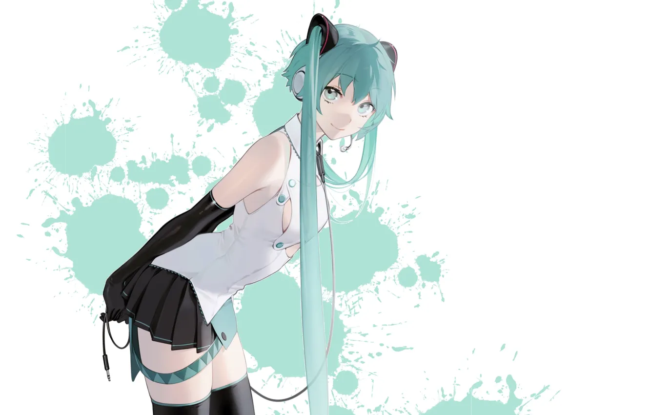 Фото обои green, kawaii, vocaloid, dress, anime, pretty, miku, singer