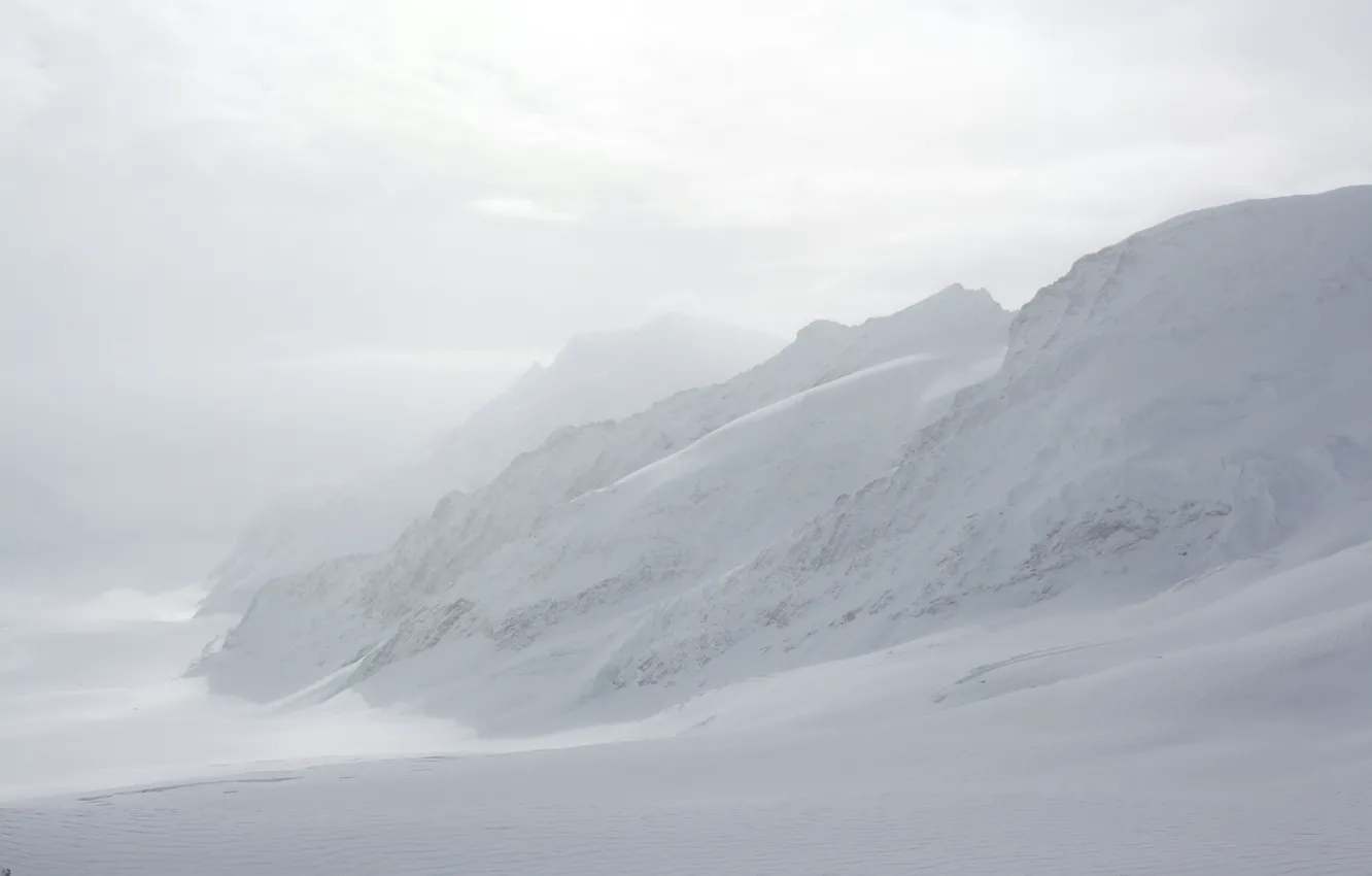 Фото обои Зима, Горы, Туман, Снег, Швейцария, Мороз, Winter, Frost