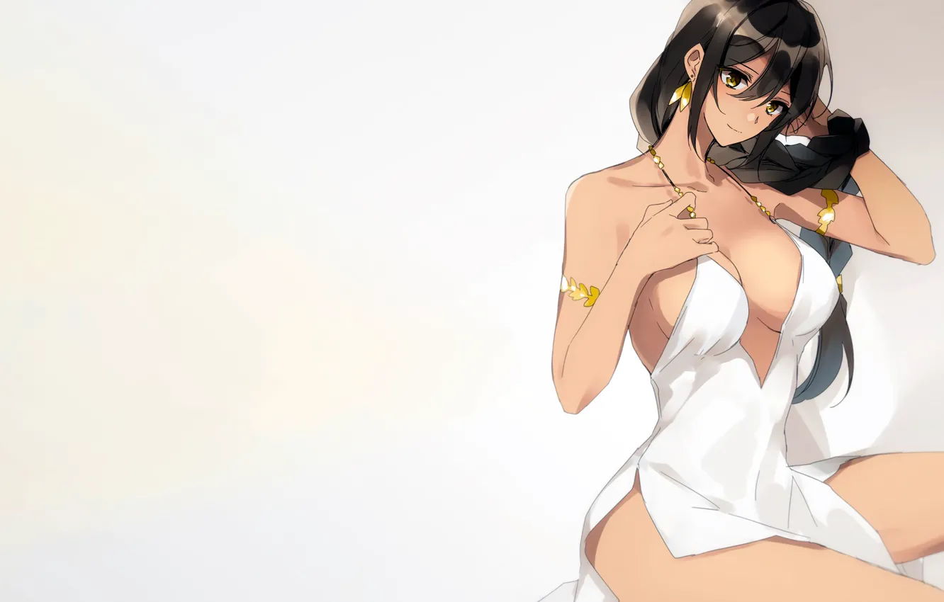 Фото обои girl, sexy, cleavage, long hair, dress, boobs, anime, beautiful
