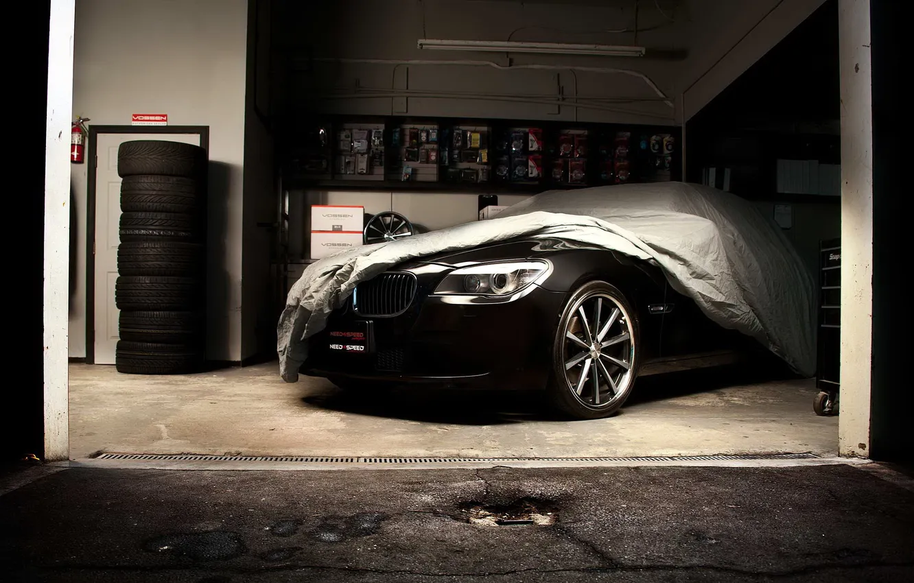 Фото обои Black, Garage, vossen wheels, BMW 7_series