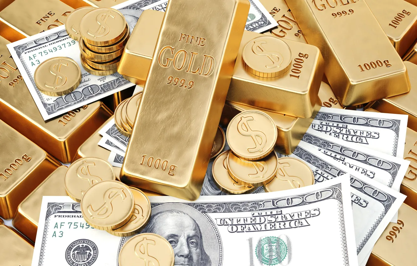 Фото обои золото, деньги, доллары