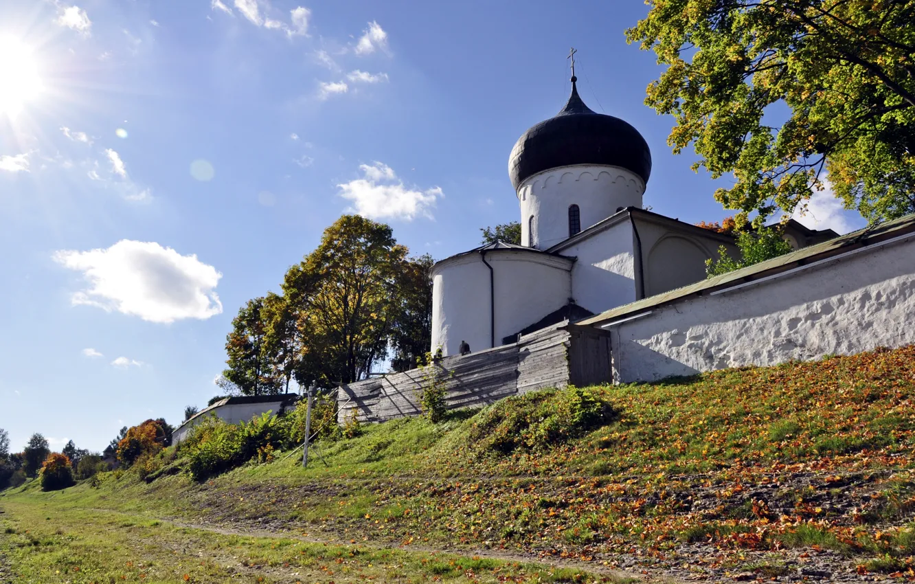 Фото обои осень, Псков, Мирожский монастырь