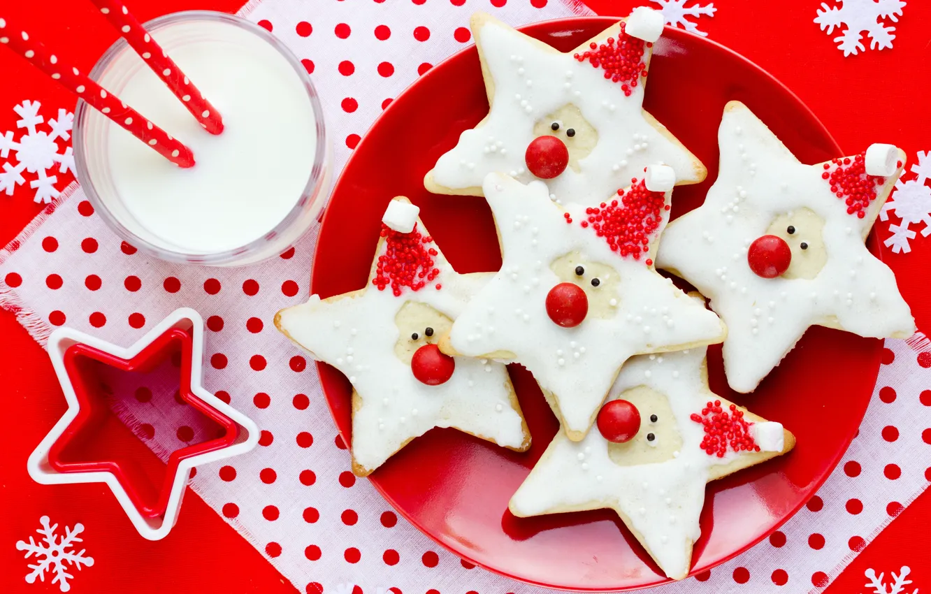 Фото обои звезды, украшения, снежинки, Новый Год, печенье, Рождество, Christmas, Merry Christmas