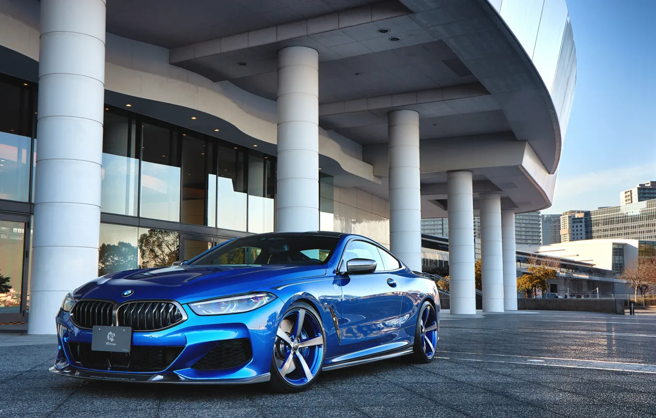 Фото обои BMW, Blue, Front, Coupe, xDrive, 3D Design, BMW 8 Series, BMW M850i