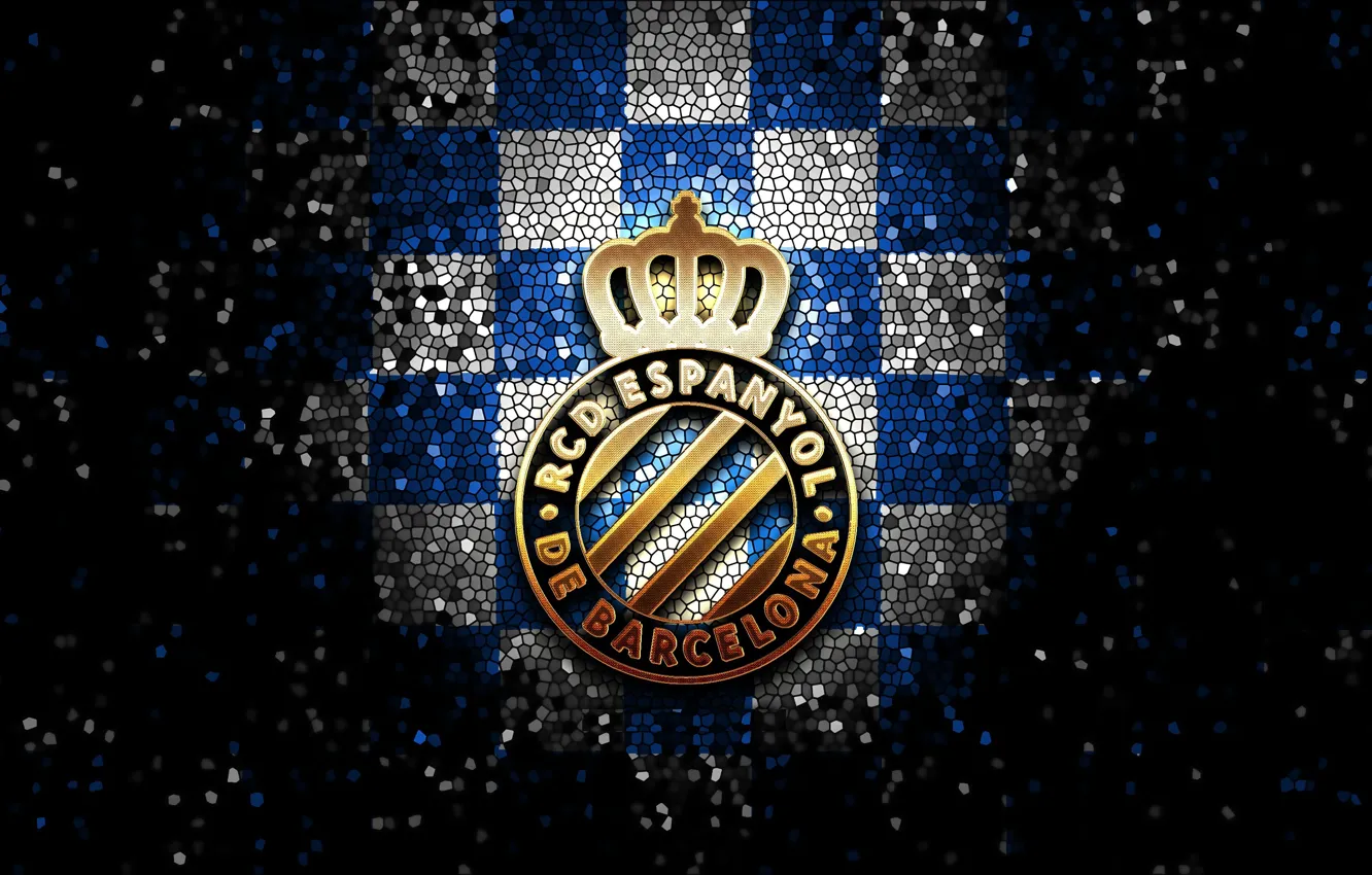 Фото обои wallpaper, sport, logo, football, La Liga, glitter, checkered, Espanyol