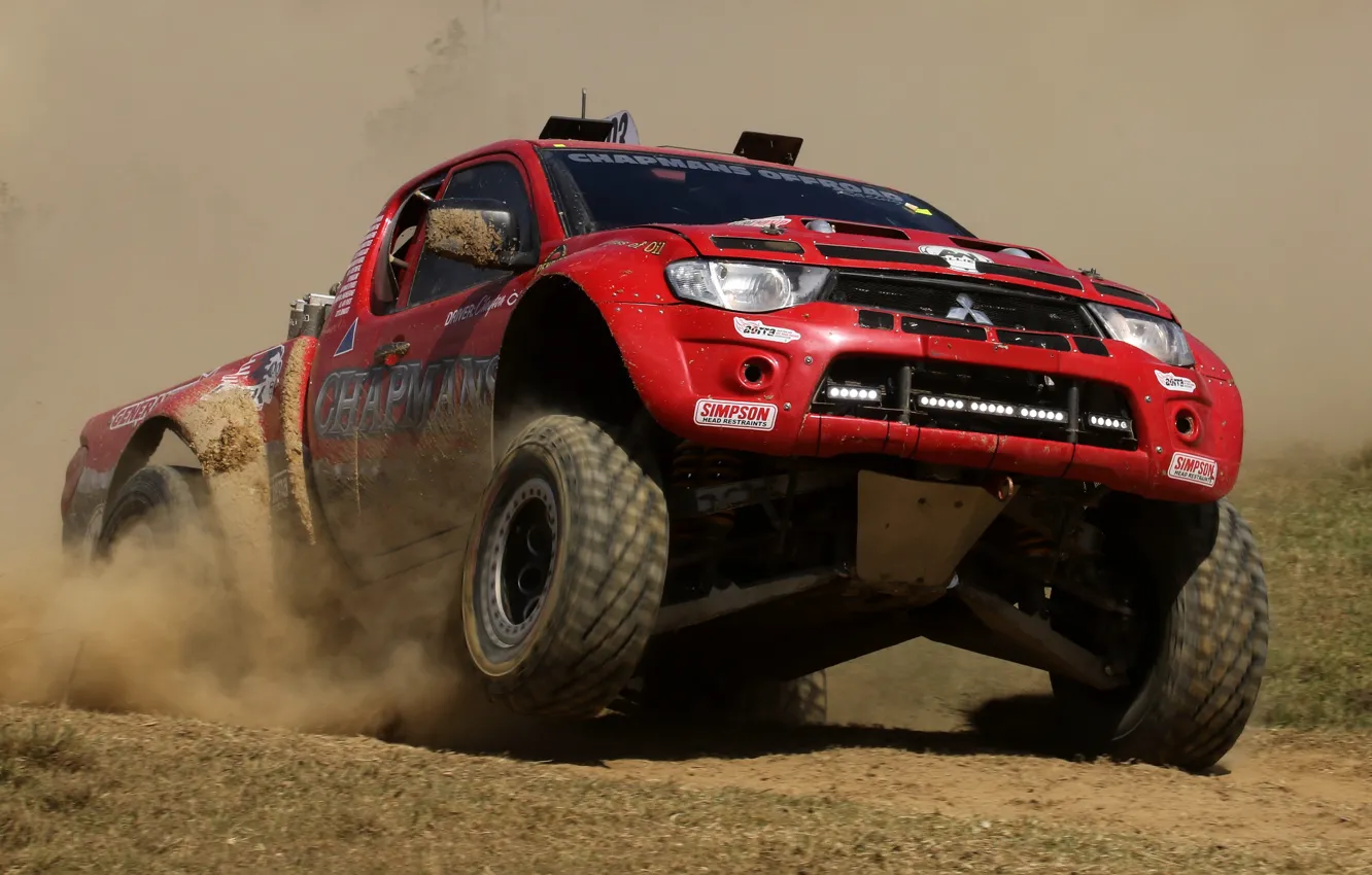 Фото обои гонка, Mitsubishi, пикап, Бездорожье, Off Road Racing
