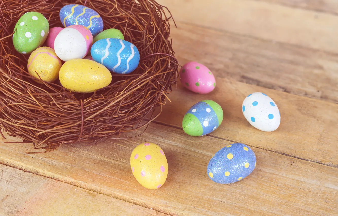 Фото обои праздник, яйца, пасха, Гнездо