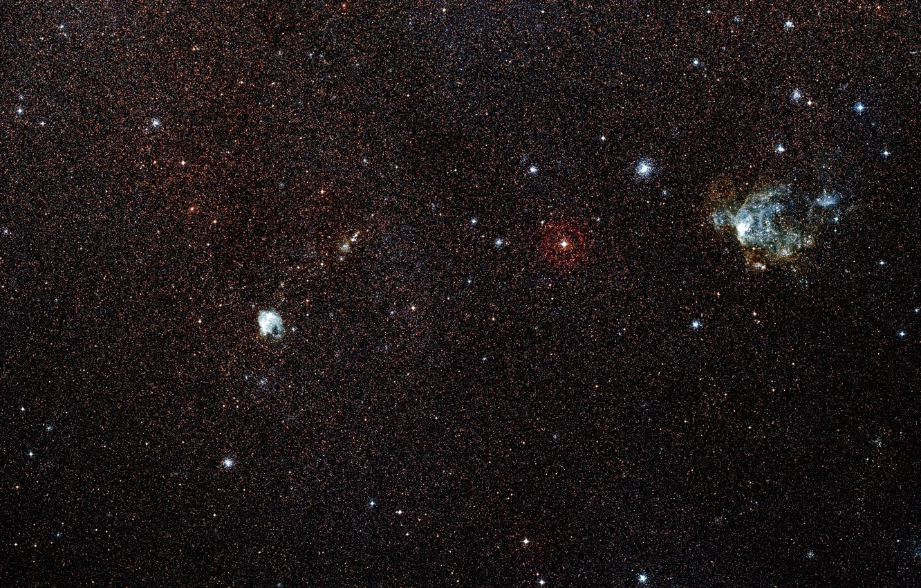 Фото обои Stars, Nebula, LMC, Large Magellanic Cloud, Digitized Sky Survey, MUSE, LHA 120-N 180B, Constellation Mensa