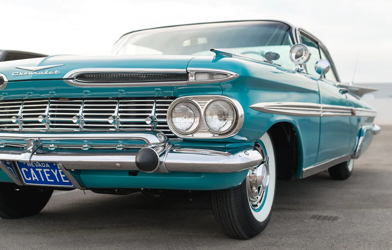 Фото обои цвет, передок, 1959, Chevy Impala