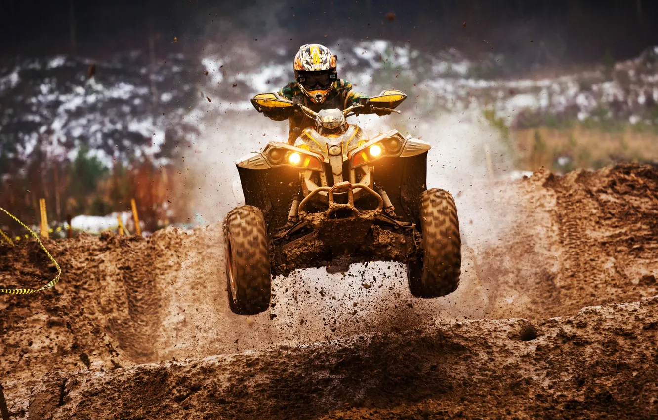 Фото обои dirt, jump, race, mud, quad
