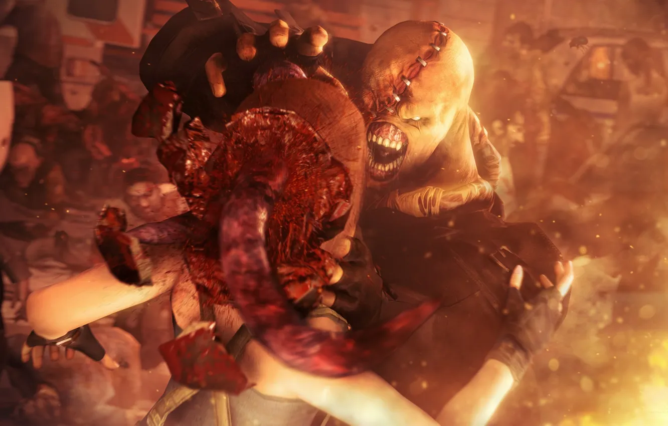 Фото обои смерть, голова, Resident Evil, jill valentine, nemesis
