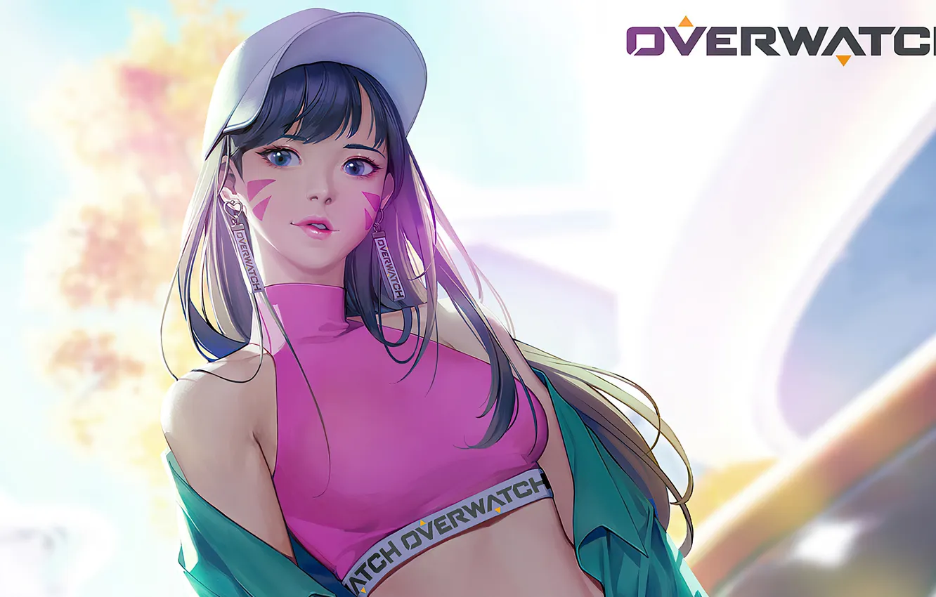 Фото обои dress, pink, overwatch, dva