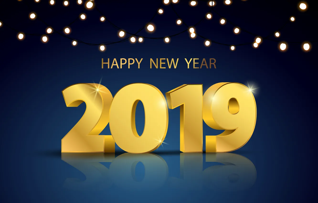Фото обои фон, золото, Новый Год, цифры, golden, New Year, Happy, 2019