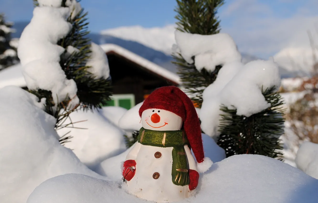 Фото обои праздник, игрушка, снеговик