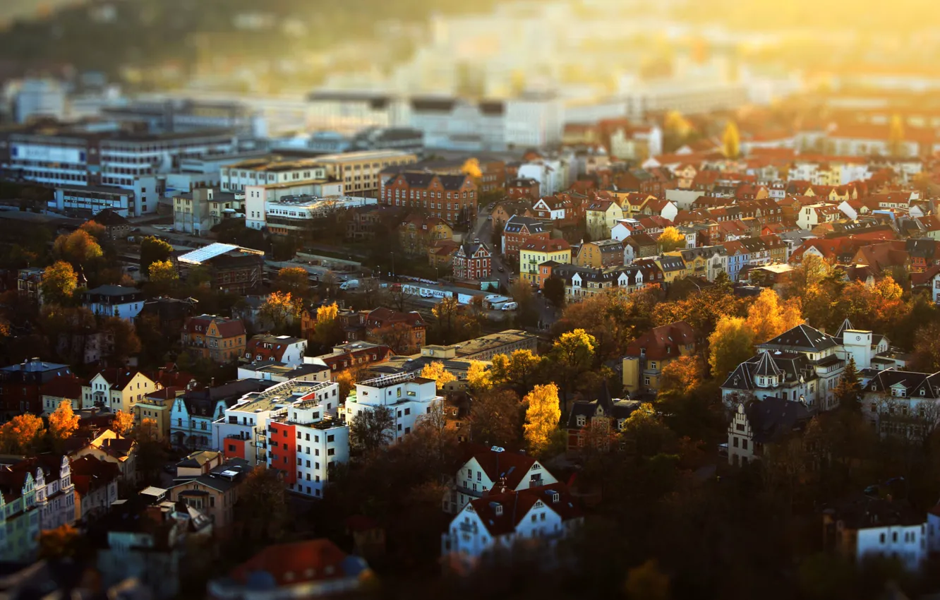 Фото обои осень, город, здания, дома, Германия, панорама, Deutschland, Йена