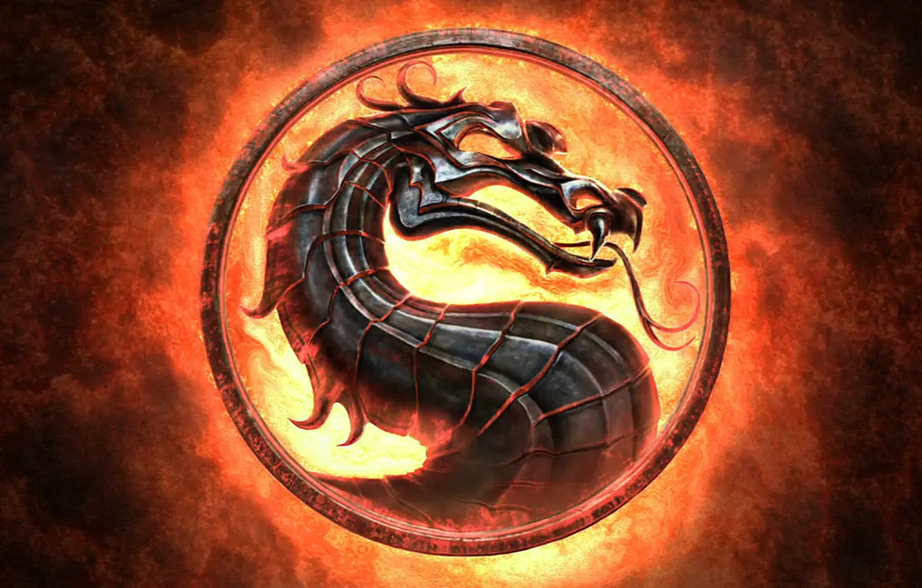 Фото обои язык, огонь, пламя, знак, дракон, эмблема, Mortal Kombat, Смертельная битва