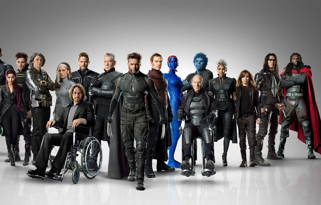 Фото обои Mystique, Wolverine, Storm, Marvel, Rogue, Magneto, Professor X, Beast