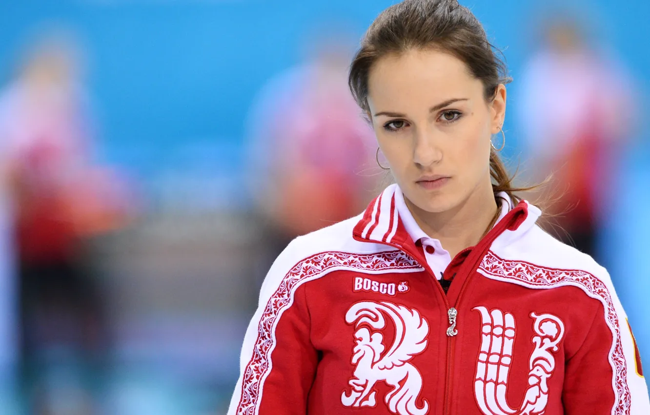 Фото обои Россия, спортсменка, кёрлинг, Сочи 2014, BOSCO, Анна Сидорова, керлингистка