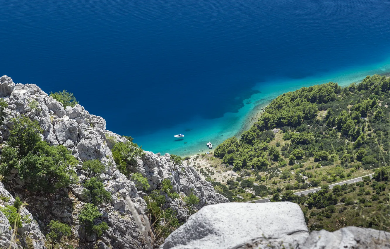 Фото обои море, лето, скалы, отдых, побережье, яхты, Croatia