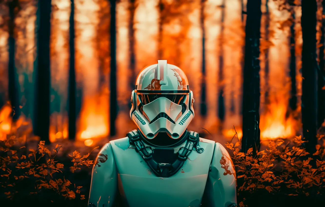 Фото обои лес, огонь, пожар в лесу, starwars