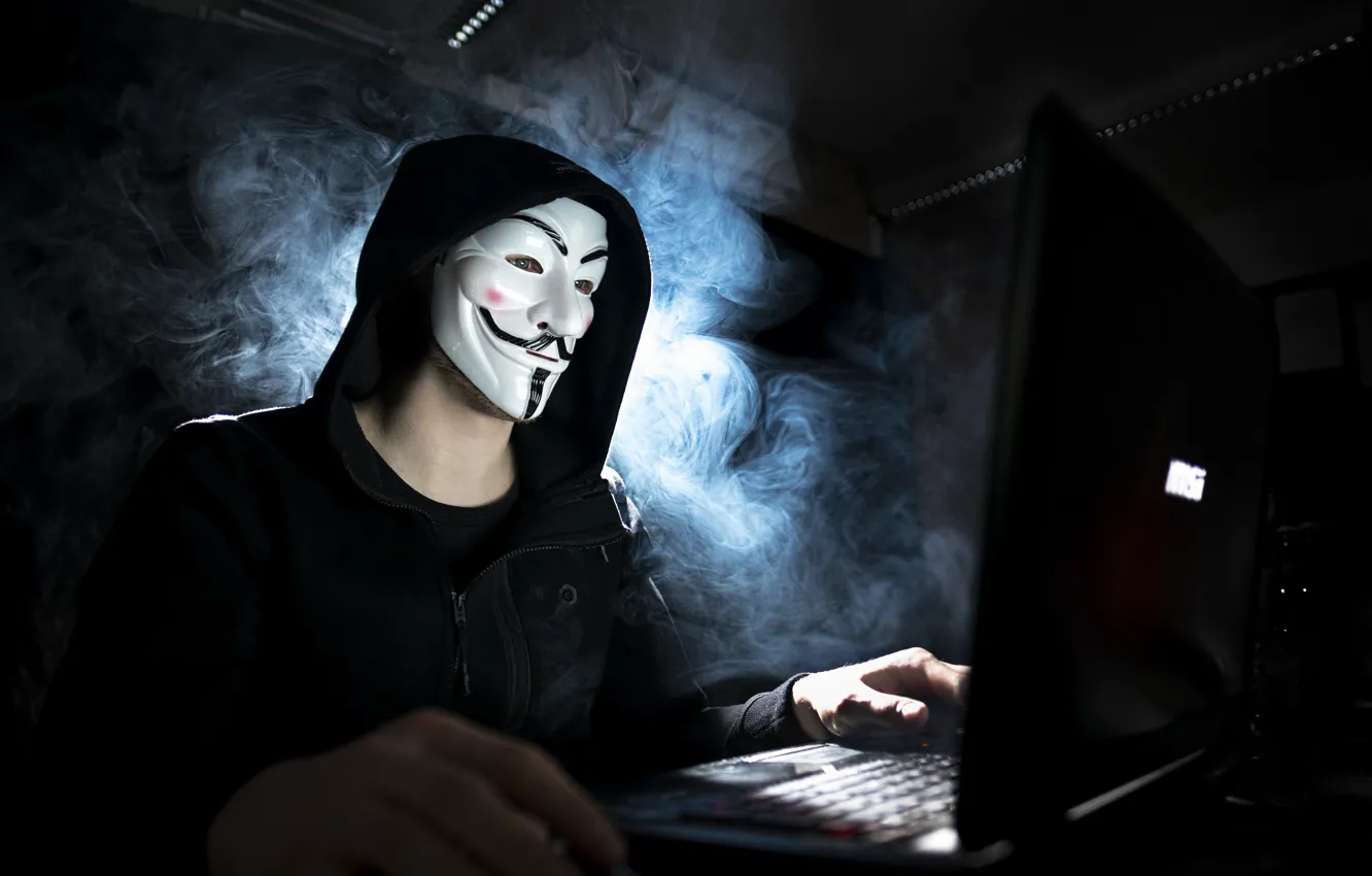Фото обои человек, маска, Anonymous