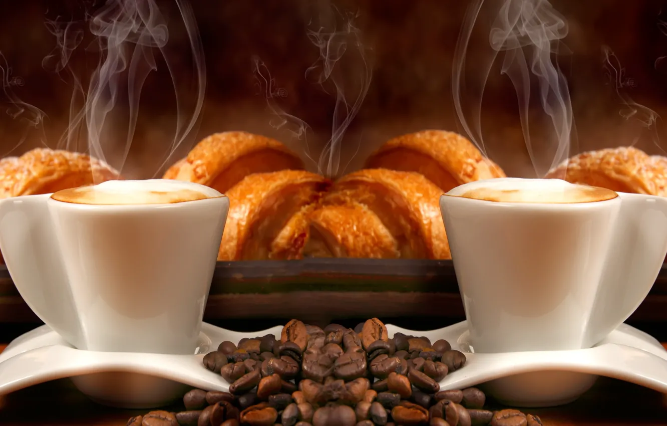 Фото обои кофе, крем, кофейные зерна, аромат, пенка, трубочки