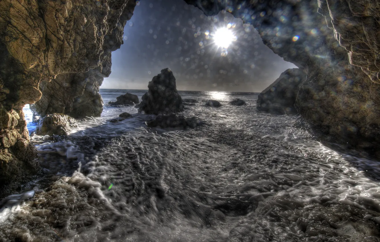 Фото обои море, волны, природа, скалы