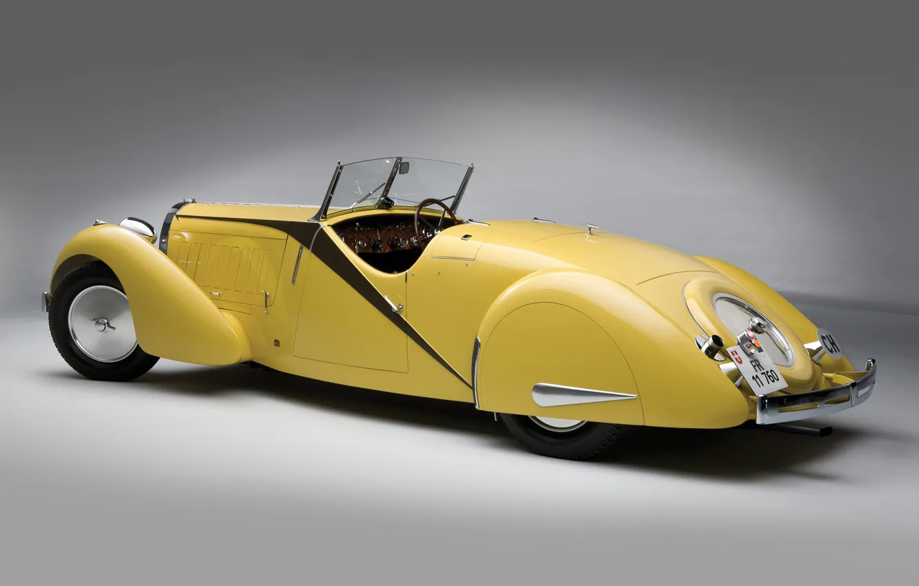Фото обои Bugatti, Classic, Хром, 1935, Classic car, Gran Turismo, Type 57, Bugatti Type 57 Grand Raid …