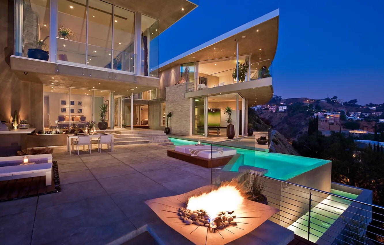 Фото обои house, home, villa, pool., eksterior