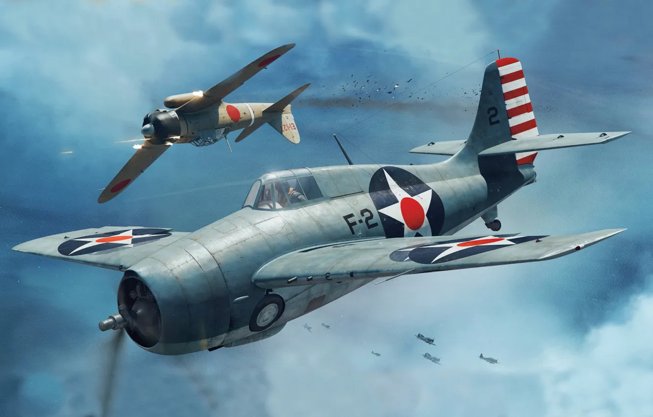 Фото обои США, истребитель-бомбардировщик, Палубный, Grumman F4F Wildcat, Antonis Karidis, US NAVY, F4F-3 Wildcat