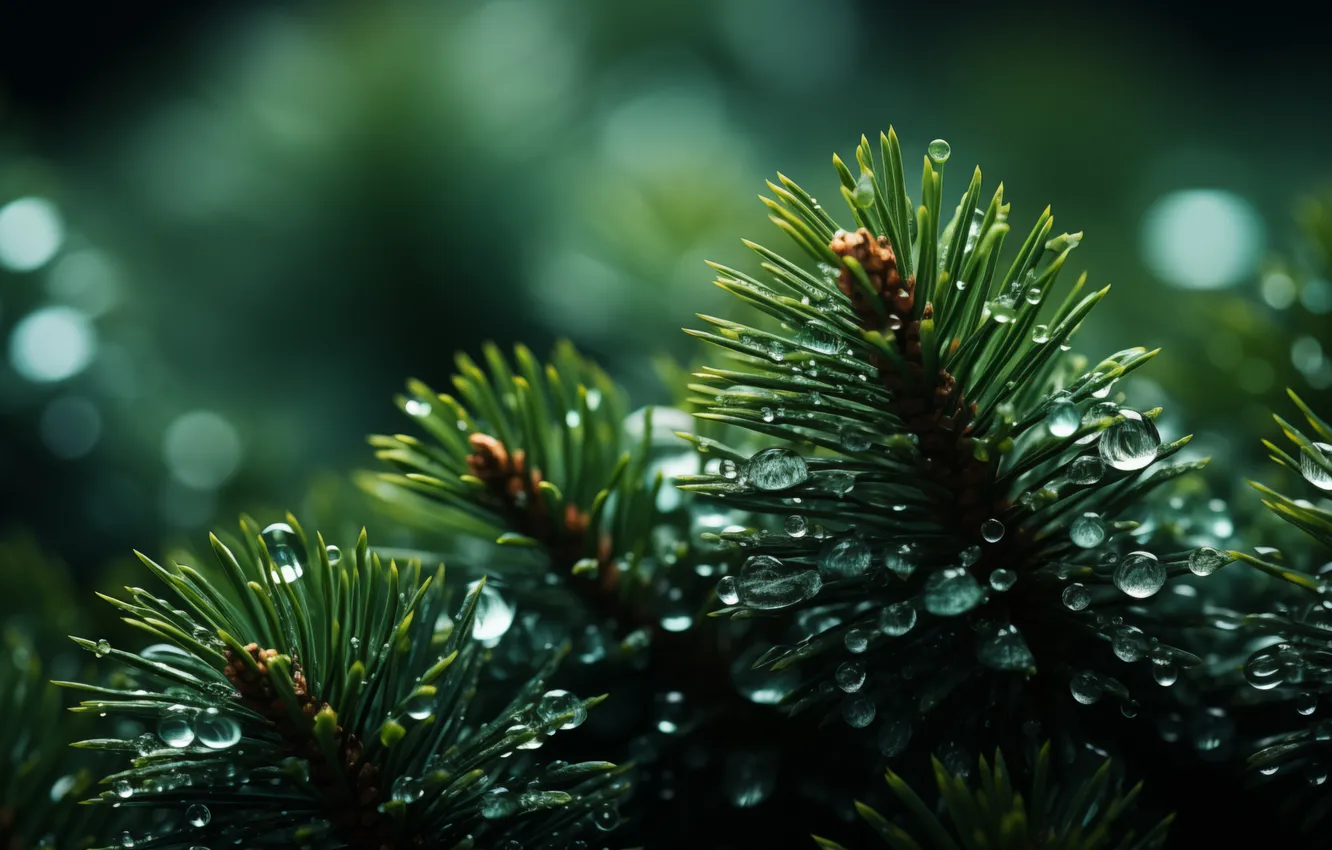 Фото обои зима, капли, снег, елка, winter, snow, drops, fir tree