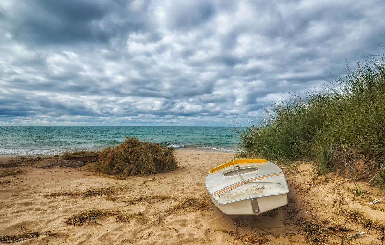 Фото обои песок, пляж, океан, лодка, hdr, beach, ocean, boat