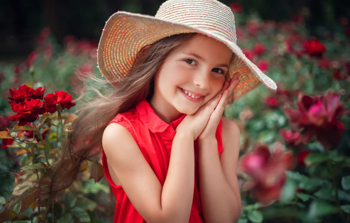 Фото обои лето, цветы, природа, поза, настроение, портрет, розы, шляпа