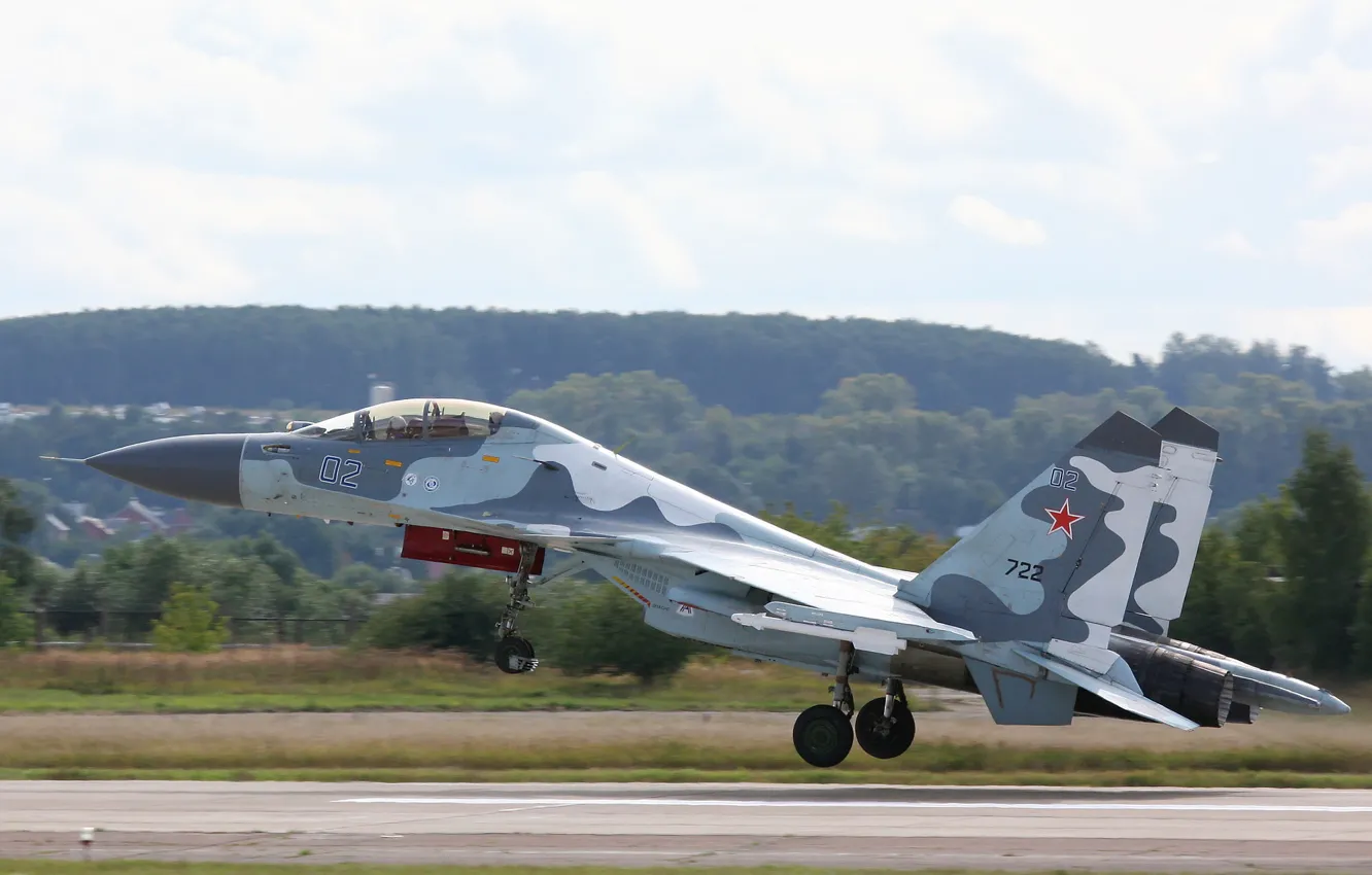 Фото обои истребитель, взлет, многоцелевой, Су-30, MKИ
