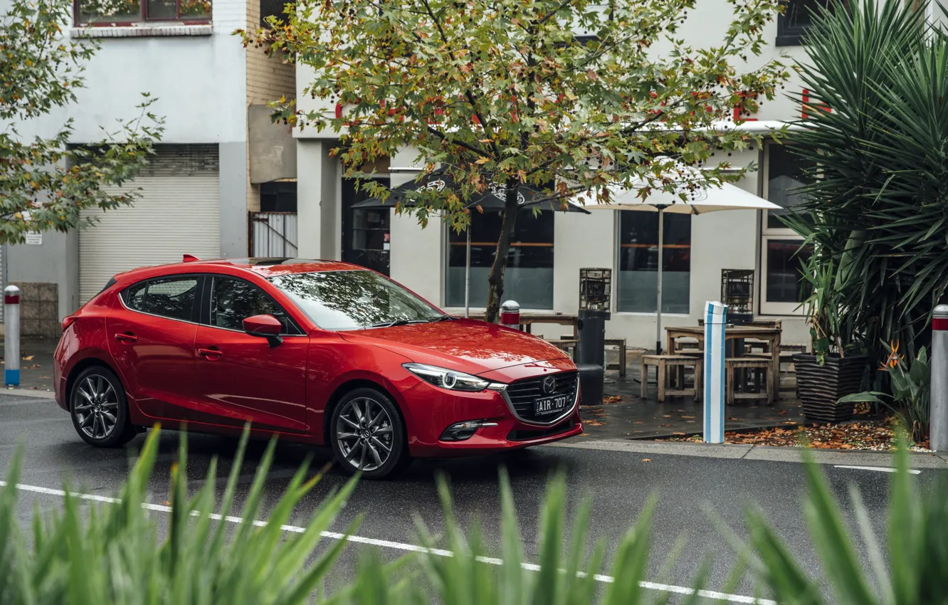 Фото обои Красный, Mazda, Автомобиль, Hatchback, 2016, Металлик, SP25, Astina