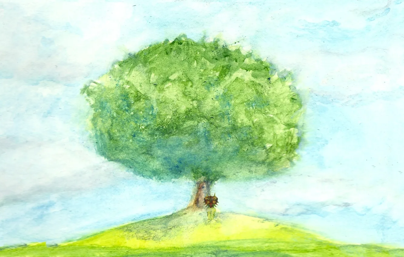 Фото обои природа, дерево, рисунок, картина, арт