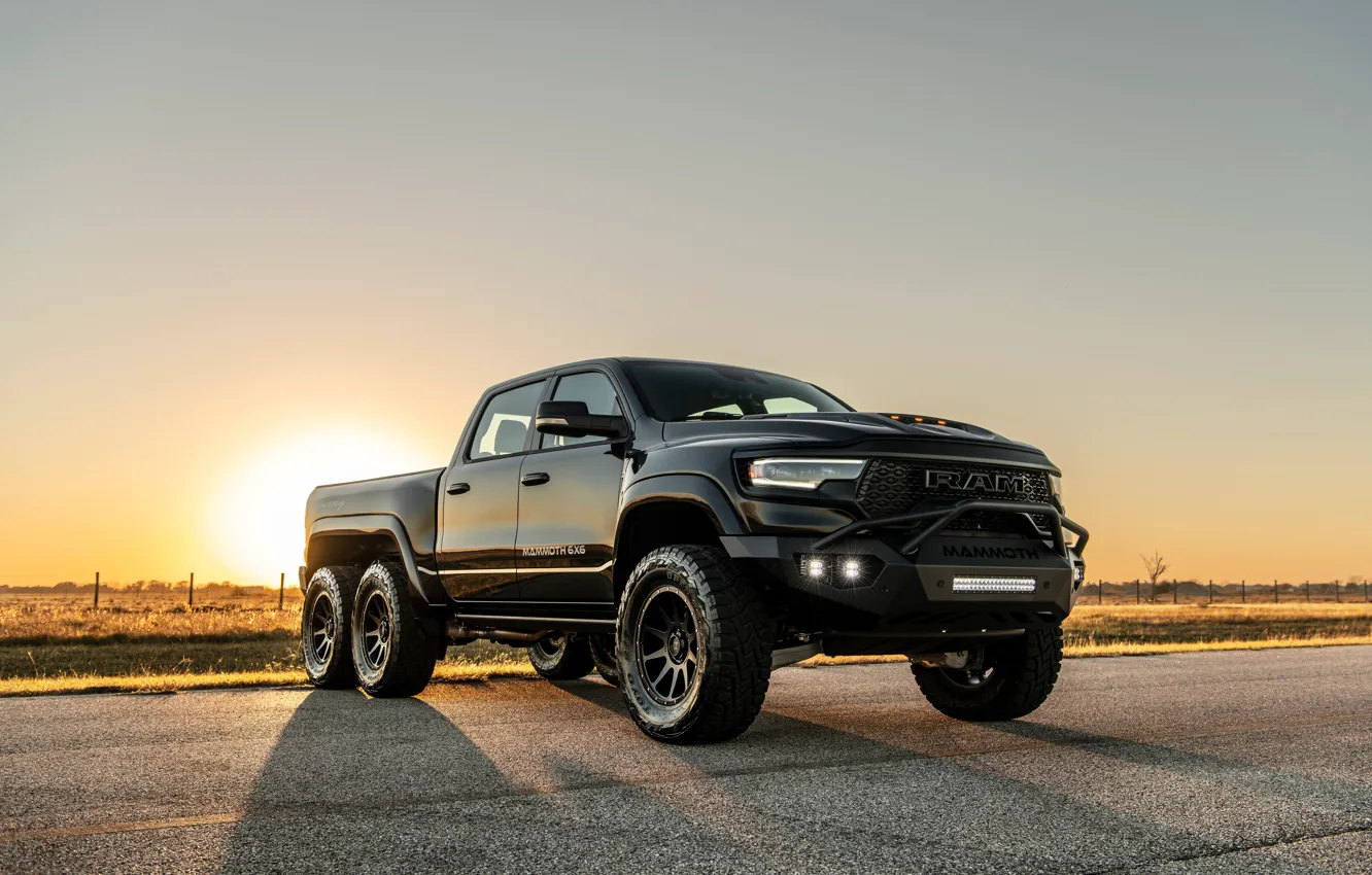 Фото обои Dodge, Front, Black, Hennessey, Ram, 6x6, 2022, TRX