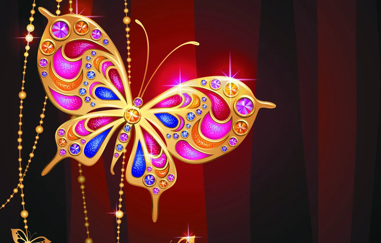 Фото обои бабочка, драгоценности, gold, design, butterfly, luxury, sparkle, jewelry