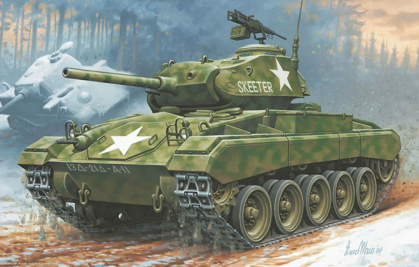 Фото обои легкий, танк, американский, Чаффи, M24 Chaffee