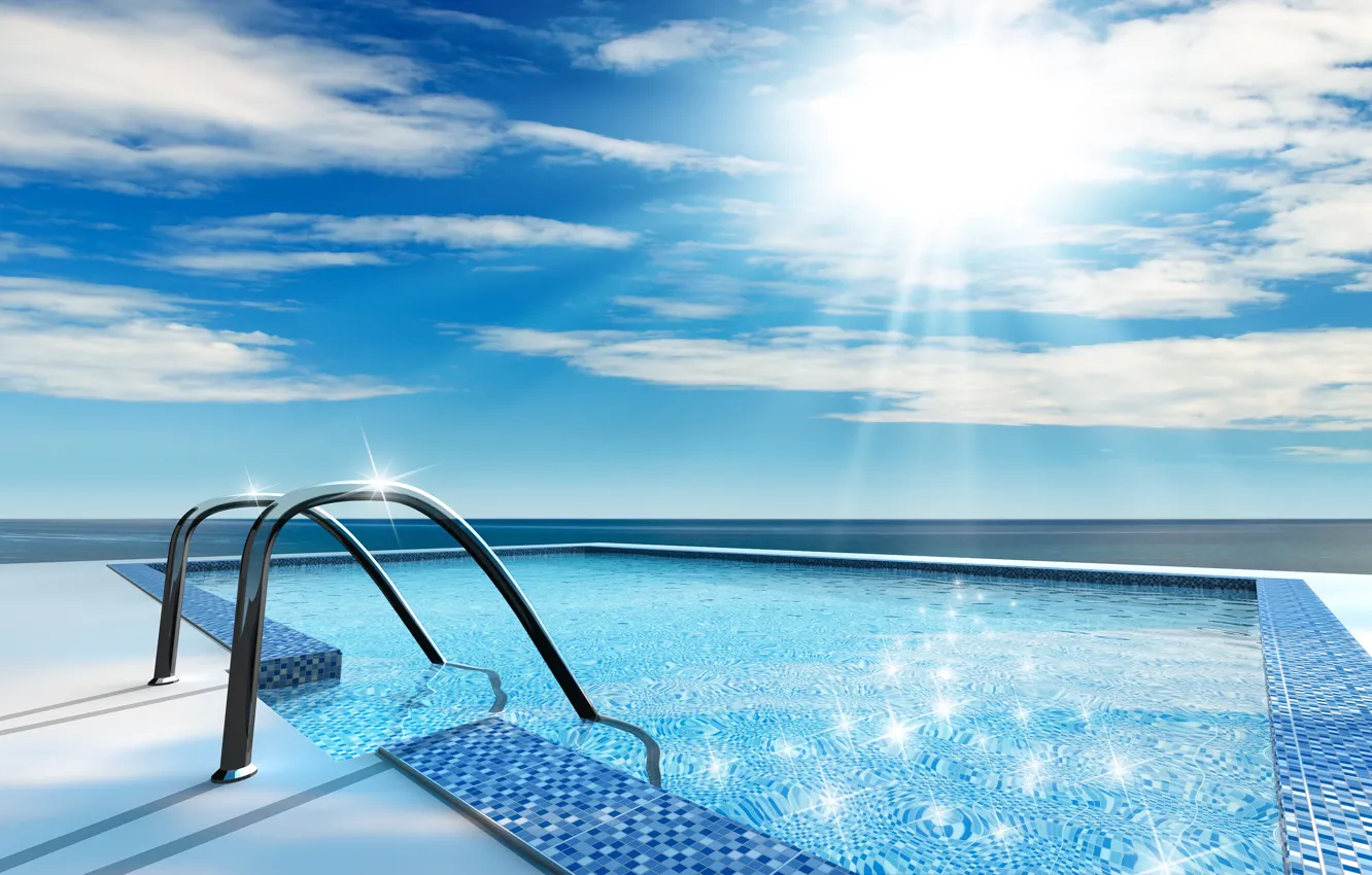 Фото обои лето, вода, солнце, отдых, бассейн, купание