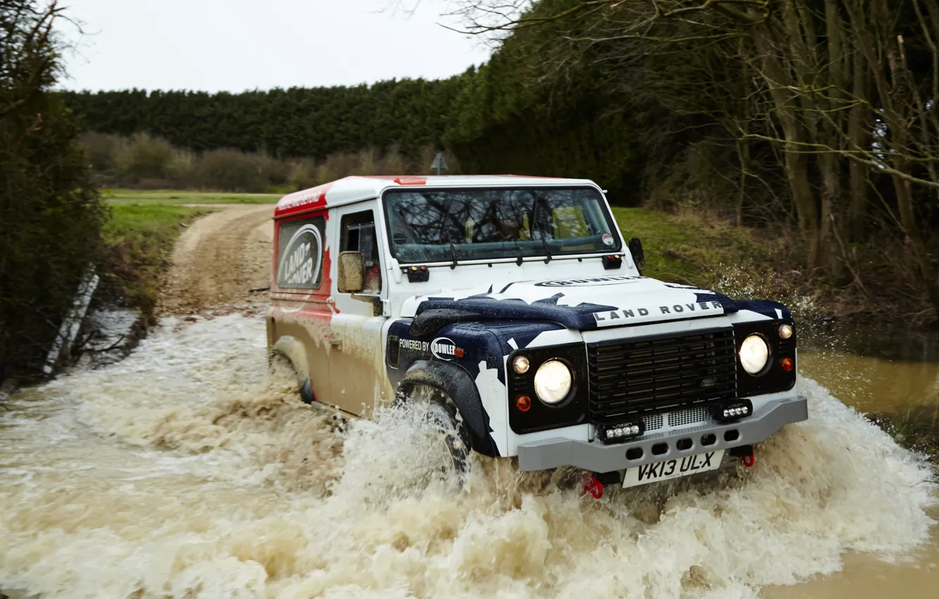 Фото обои вода, Land Rover, Defender, 2013, 2014, Challenge, Bowler