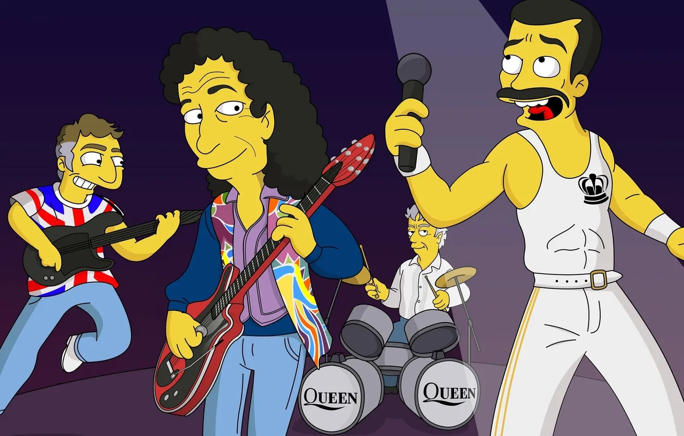 Фото обои Queen, on stage, simpson's parody