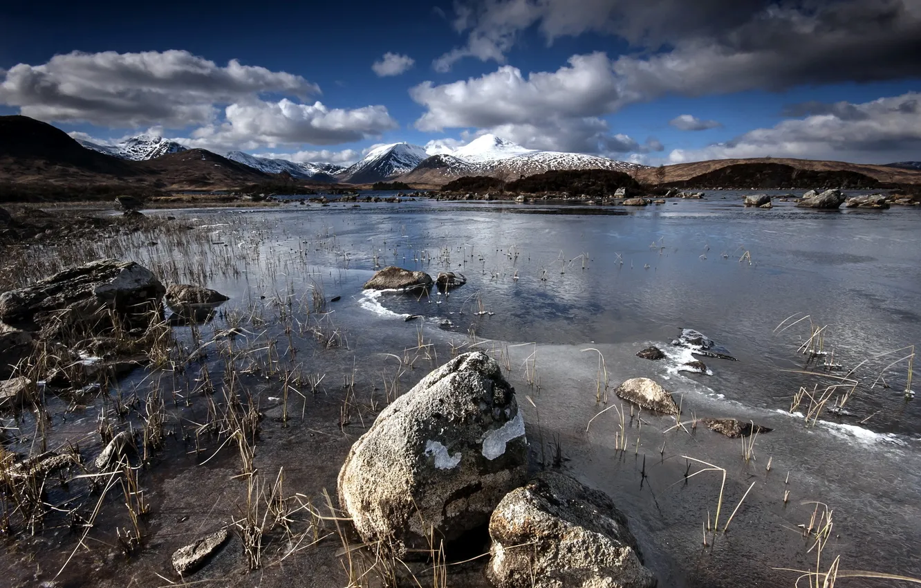 Фото обои пейзаж, горы, озеро