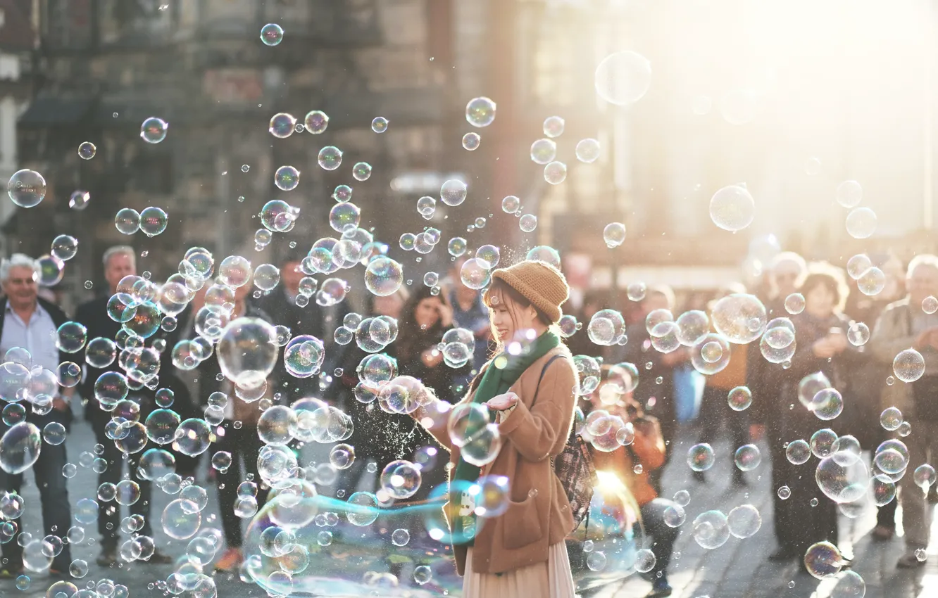 Фото обои Bubbles, Girls, Women, Sunshine, Happy, People, Alex Alvarez
