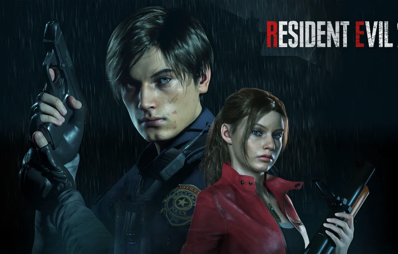 Фото обои девушка, оружие, парень, Resident Evil 2, Resident Evil 2 (2019)